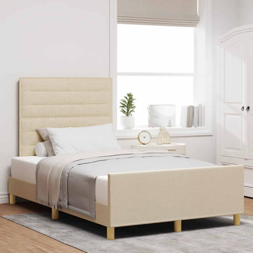 Cama vidaXL Creme 120x190 cm Tecido
