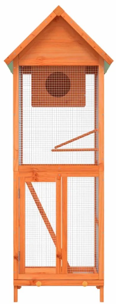 Gaiola para pássaros 60x58,5x160 cm pinho maciço castanho