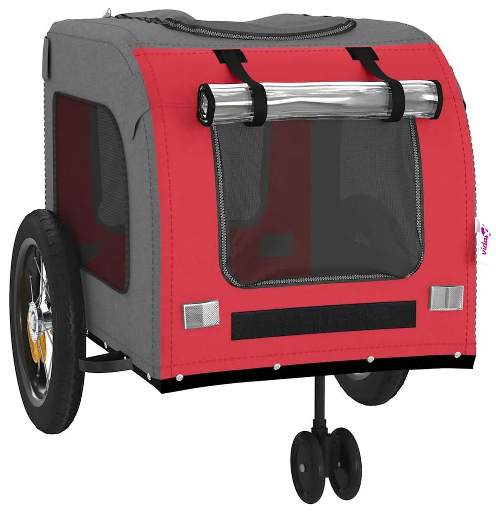 Reboque para Bicicleta para Animais de Estimação Vermelho e Cinza, Tec