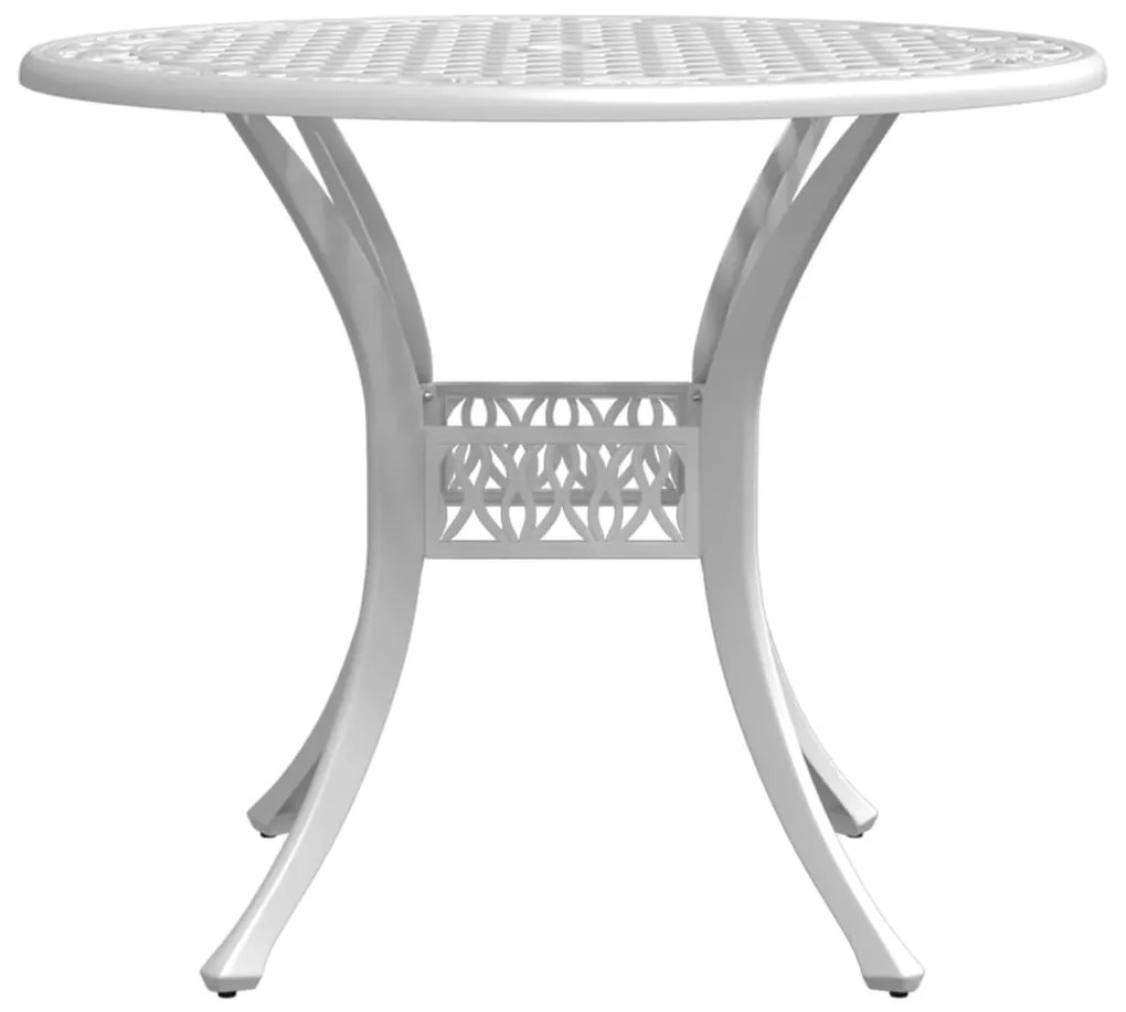 Mesa de jardim Ø90x75 cm alumínio fundido branco