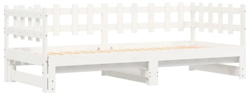 Estrutura sofá-cama de puxar 2x(90x190) cm pinho maciço branco