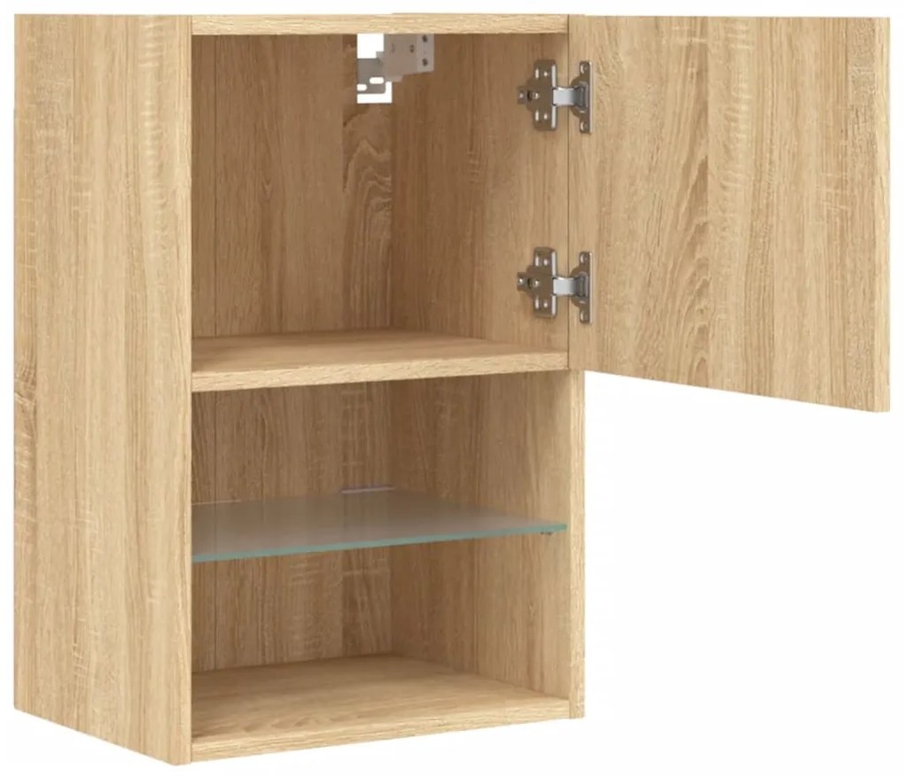 Móvel de TV com luzes LED 40,5x30x60 cm carvalho sonoma