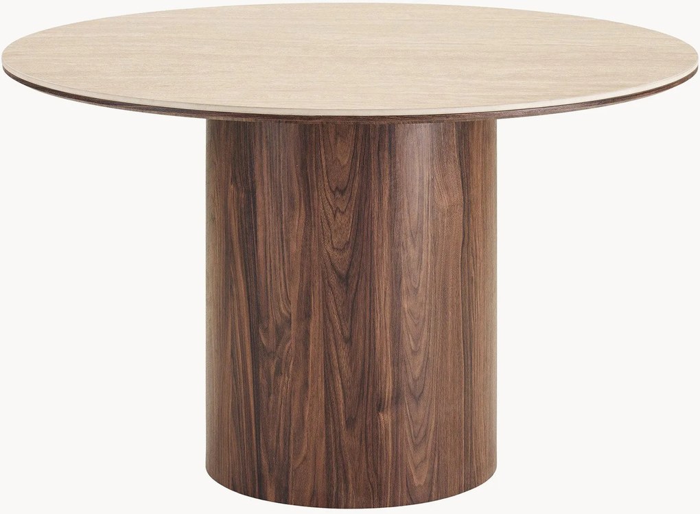 Mesa de jantar redonda com tampo em aspeto travertino Delphi, vários tamanhos
