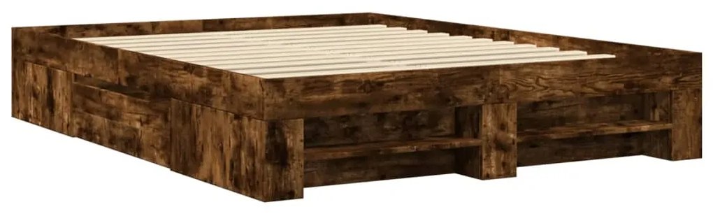 Estrutura de cama s/ colchão derivados madeira carvalho fumado
