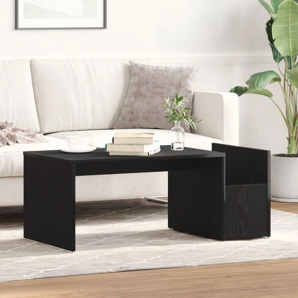 Mesa de Centro vidaXL Preta Carvalho 90x45x35 cm em Madeira de Engenha
