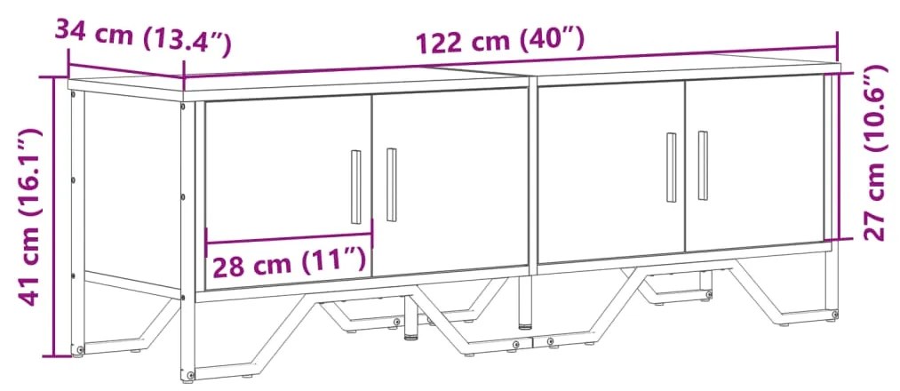 Móvel de TV 122x34x41 cm derivados de madeira cinzento sonoma