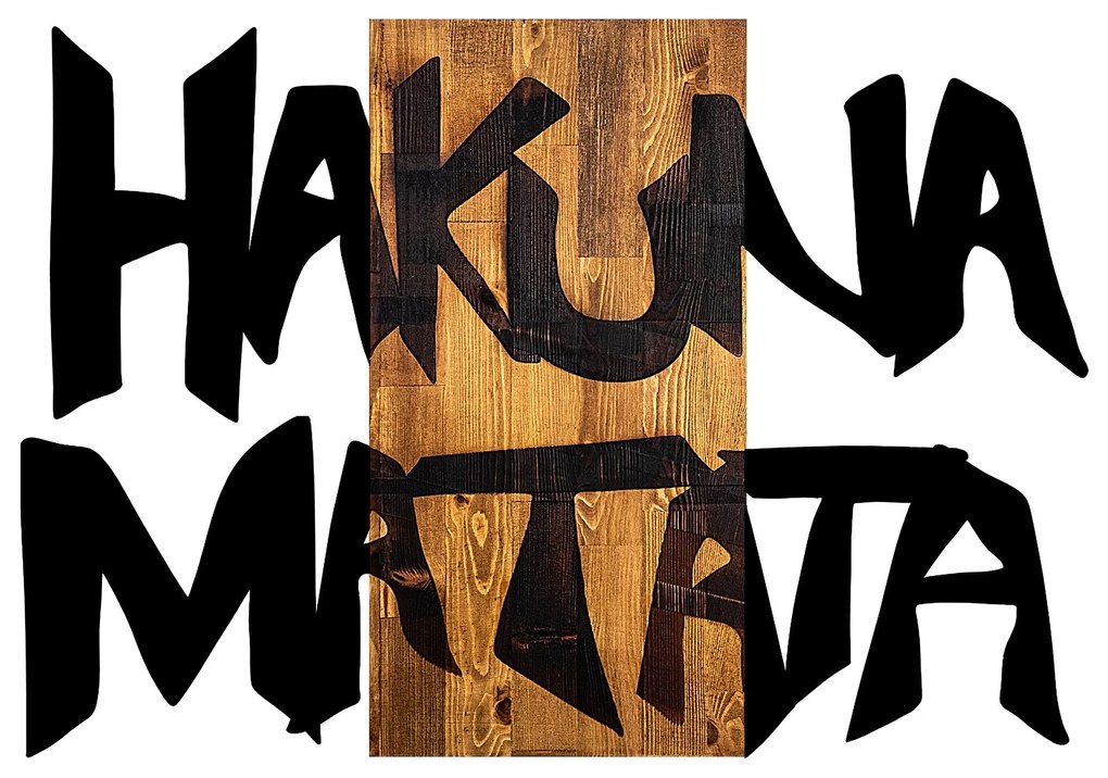 Acessório Decorativo de Parede Hakuna Matata 5 – Preto e Nogueira Clar