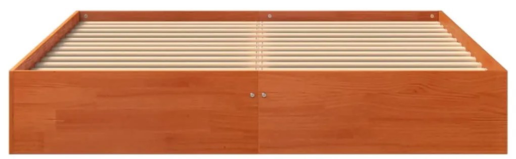 Cama sem colchão 140x200 cm madeira pinho maciça castanho-mel
