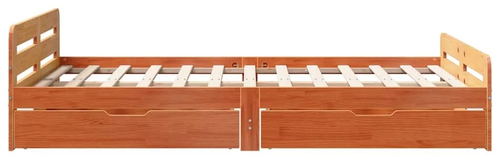 Cama sem colchão 135x190 cm madeira pinho maciça castanho-mel
