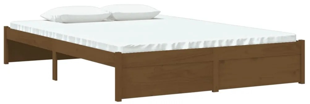 Estrutura de cama 140x190 cm madeira maciça castanho-mel