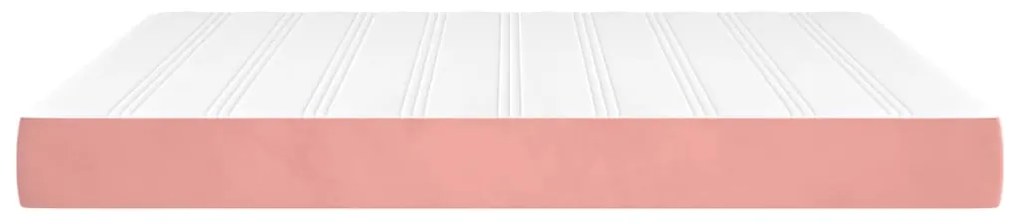 Colchão de molas ensacadas 180x200x20 cm veludo rosa
