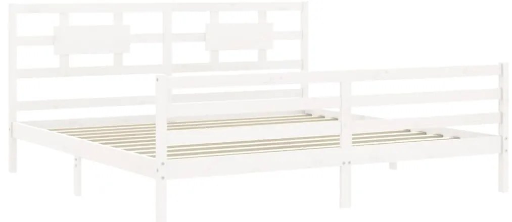 Estrutura de cama com cabeceira 200x200cm madeira maciça branco