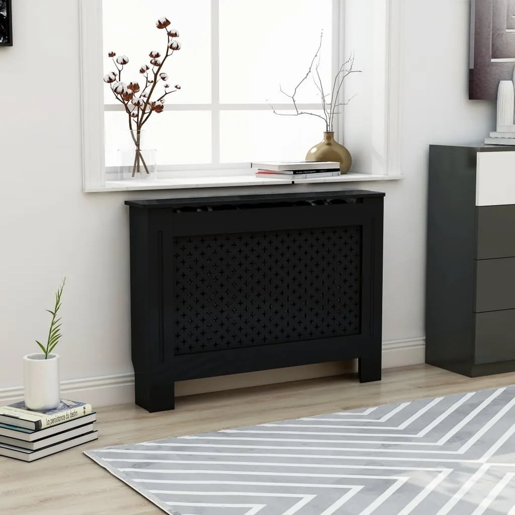 Cobertura de radiador 112x19x81,5 cm MDF preto