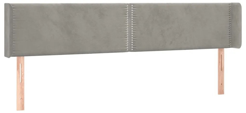 Cabeceira cama c/ luzes LED veludo 183x16x78/88 cm cinza-claro