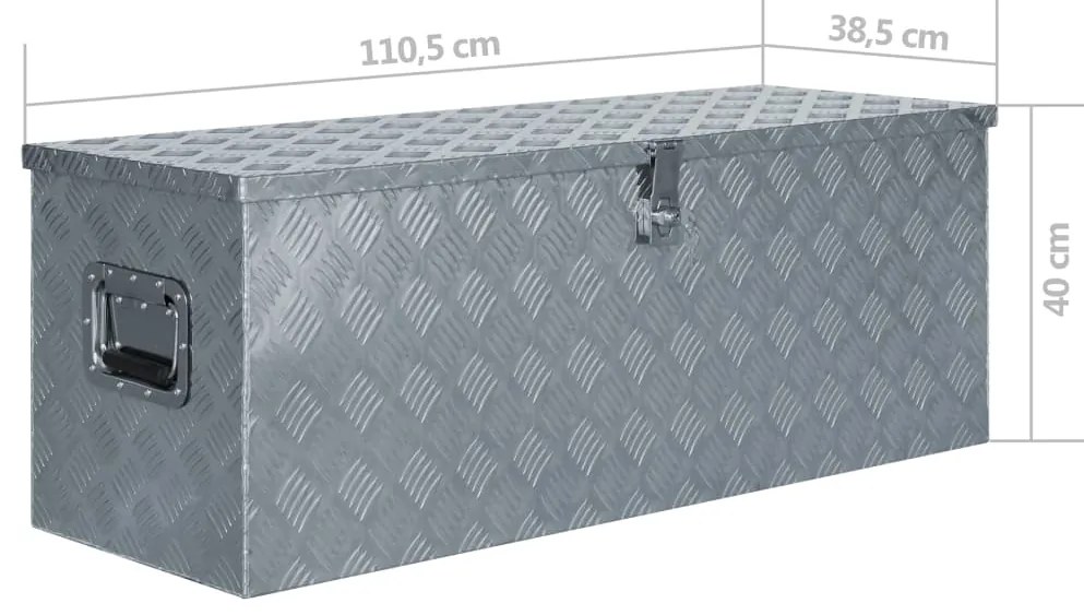 Caixa de alumínio 110,5x38,5x40 cm prateado