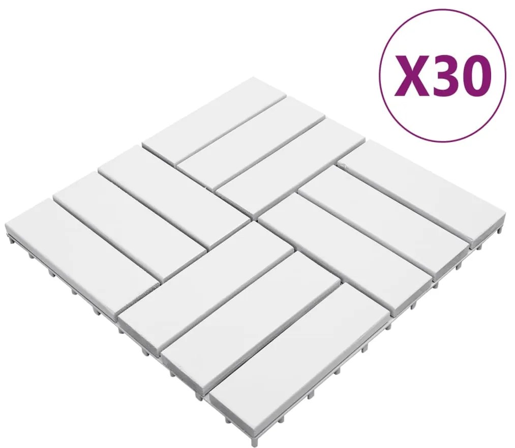 3114665 vidaXL Ladrilhos de terraço 30 pcs 30x30 cm acácia maciça branco