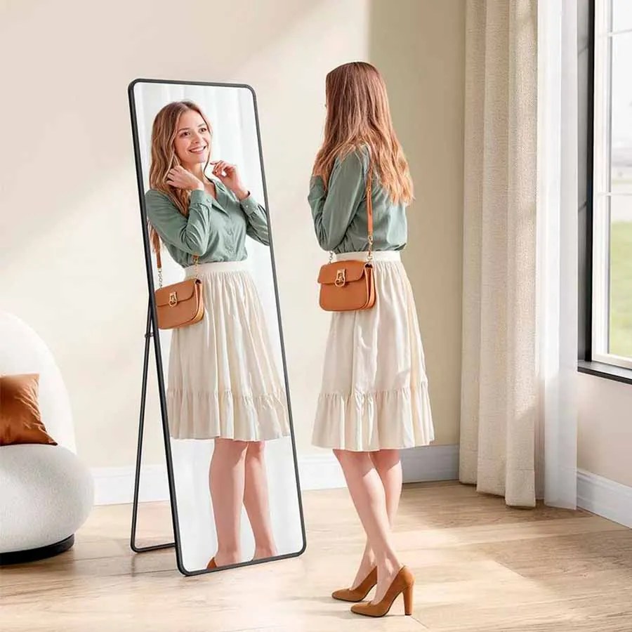 Espelho retangular para corpo inteiro 150 x 40 cm Preto