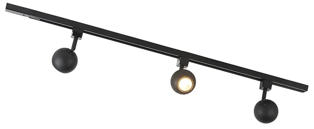 Sistema de iluminação de trilho moderno com 3 focos preto 1-Fase - Iconic Gissi