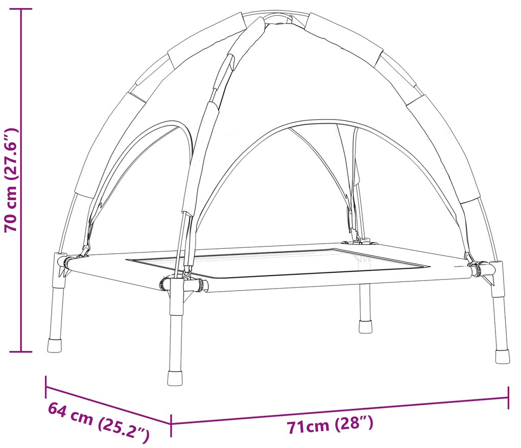 Cama Elevada para Cães Azul-marinho Tecido, Metal 71 x 64 x 71 cm