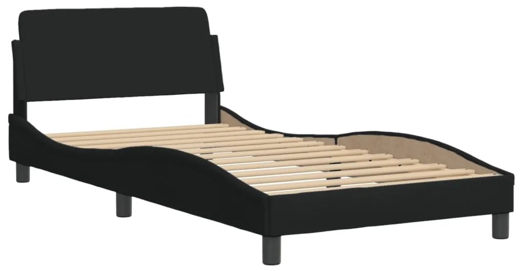 Estrutura de cama sem colchão 100x200 cm tecido preto