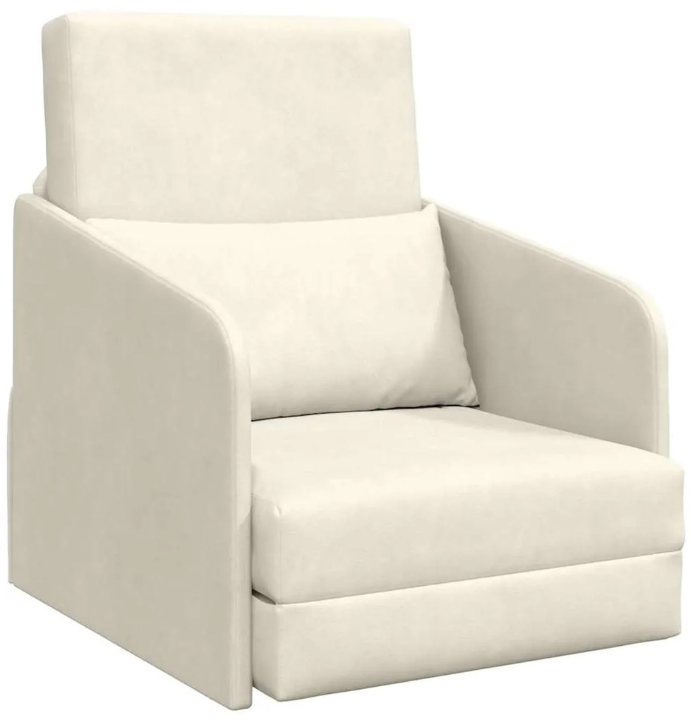 Sofá Cama de Piso 2-em-1 Creme 65x80x83 cm Veludo