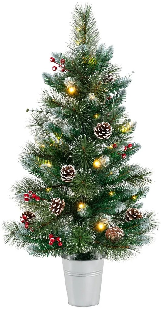 Árvore de Natal artificial pré-iluminada de 90 cm Funciona com pilhas com 81 pontas de PVC e pinheiro 20 luzes LED 8 modos Verde