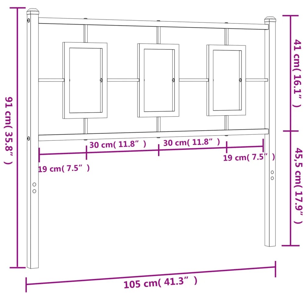 Cabeceira de cama 100 cm metal preto