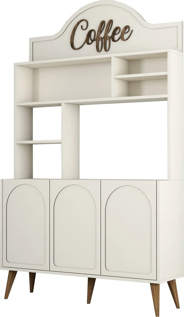 Armário de Cozinha/Sala "Caffè" - Creme e Nogueira - 120x202x35cm - D