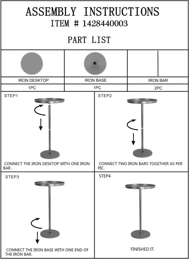 Mesa Doha - Metal Dourado - Ø 41 cm x 80 cm