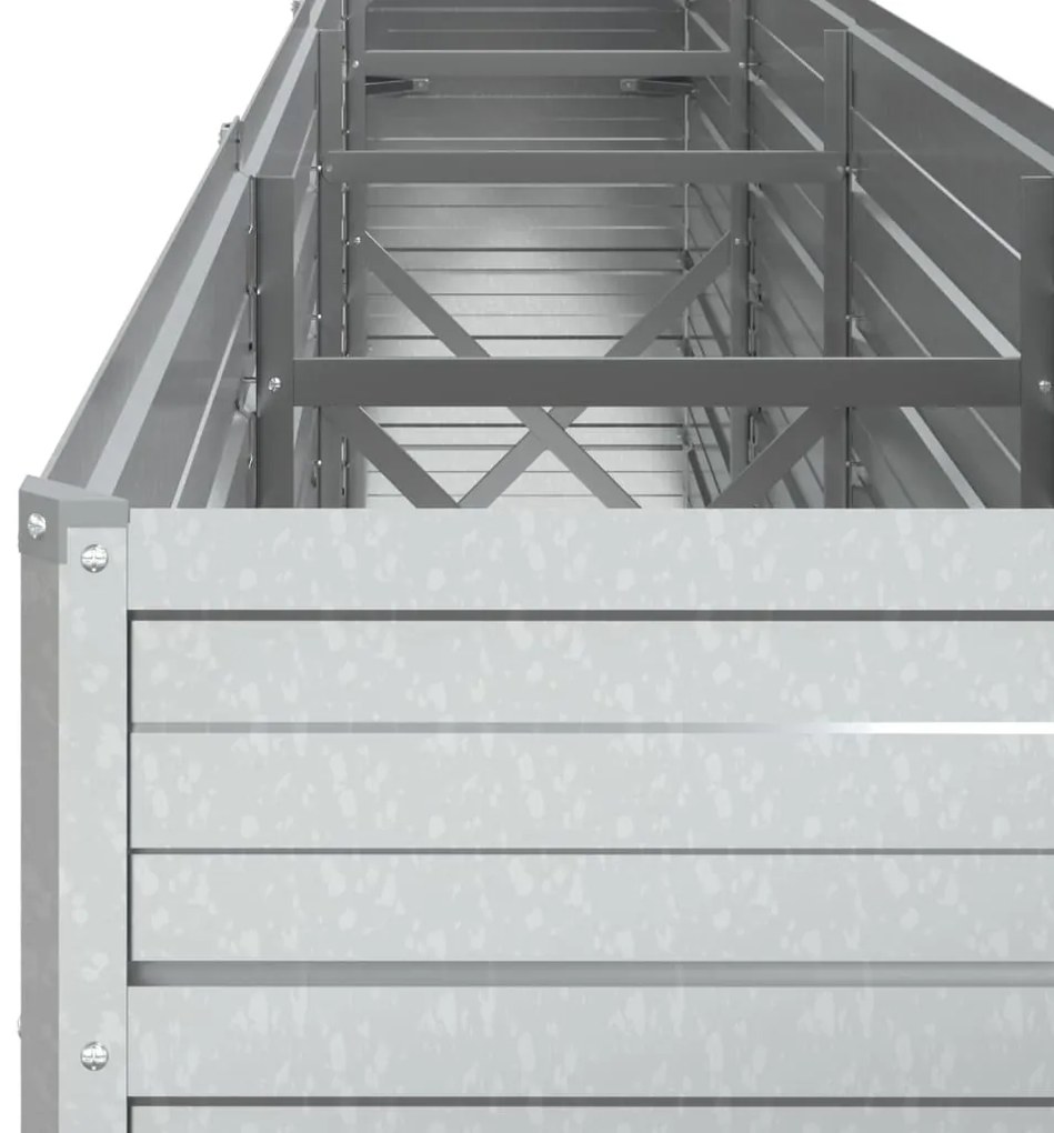 Canteiro elevado de jardim 320x40x77cm aço galvanizado prateado