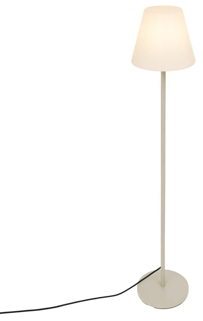 Candeeiro de Pé Exterior Bege com Abajur Branco IP65 - Virginia Moderno