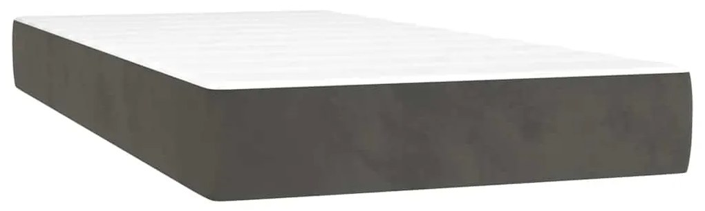 Cama box spring colchão LED 120x190cm couro artif. cinza-escuro
