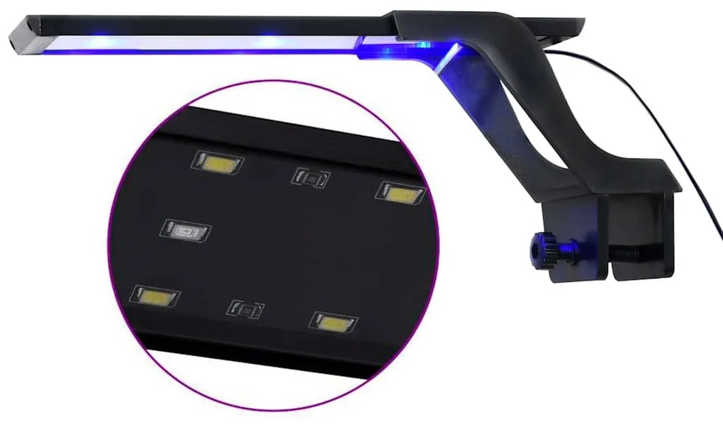 Lâmpada de aquário LED com braçadeira 25-45 cm azul e branco