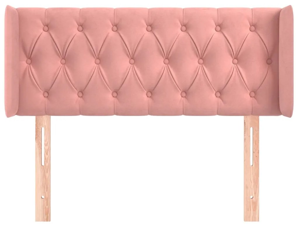 Cabeceira de cama c/ abas veludo 83x16x78/88 cm rosa