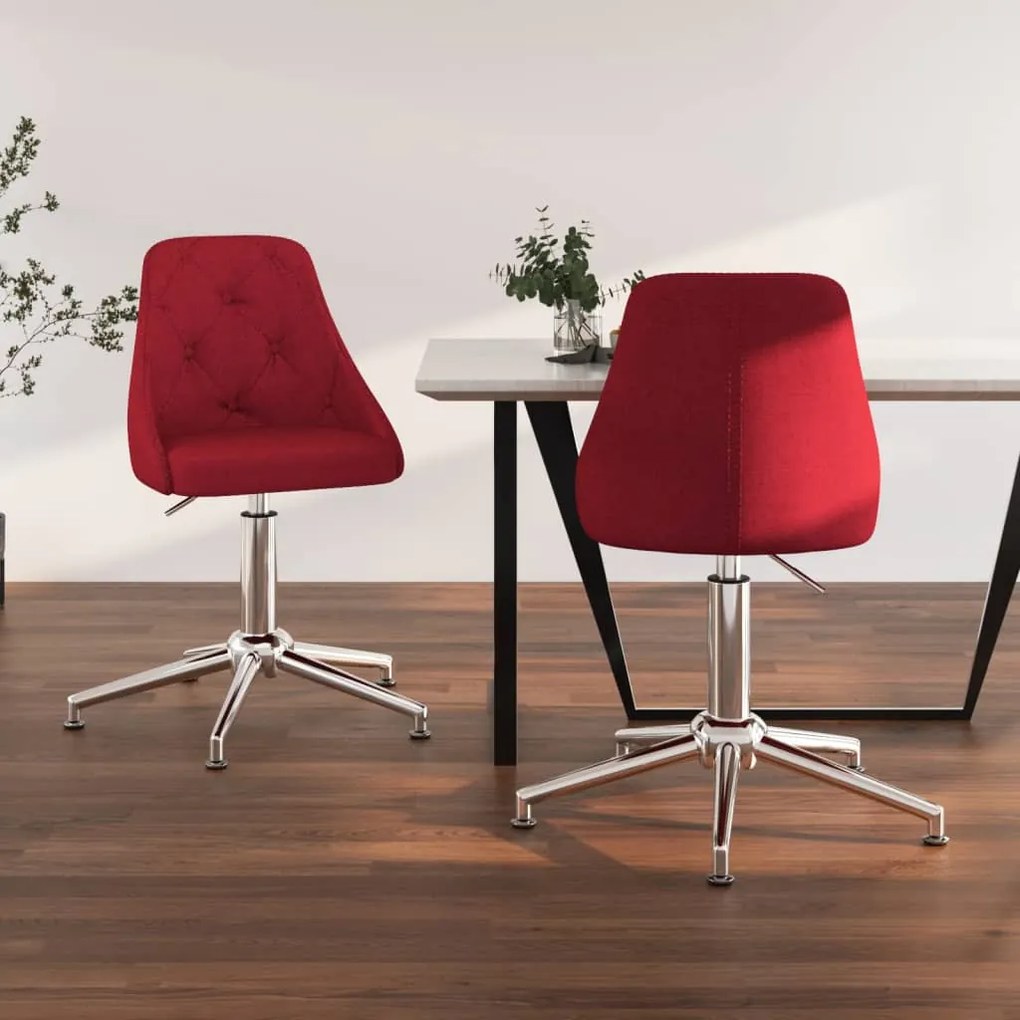 vidaXL Cadeiras de jantar giratórias 2 pcs tecido vermelho tinto