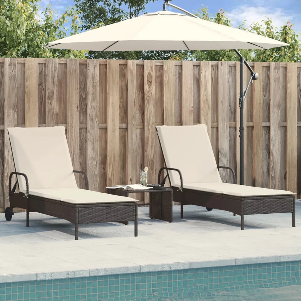 vidaXL Espreguiçadeiras com almofadões 2 pcs vime PE preto