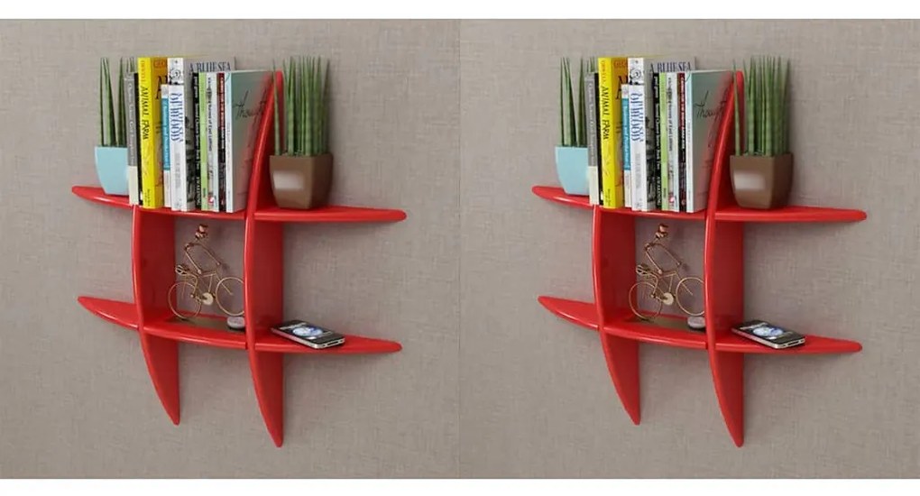 vidaXL Prateleiras de parede 2 pcs vermelho