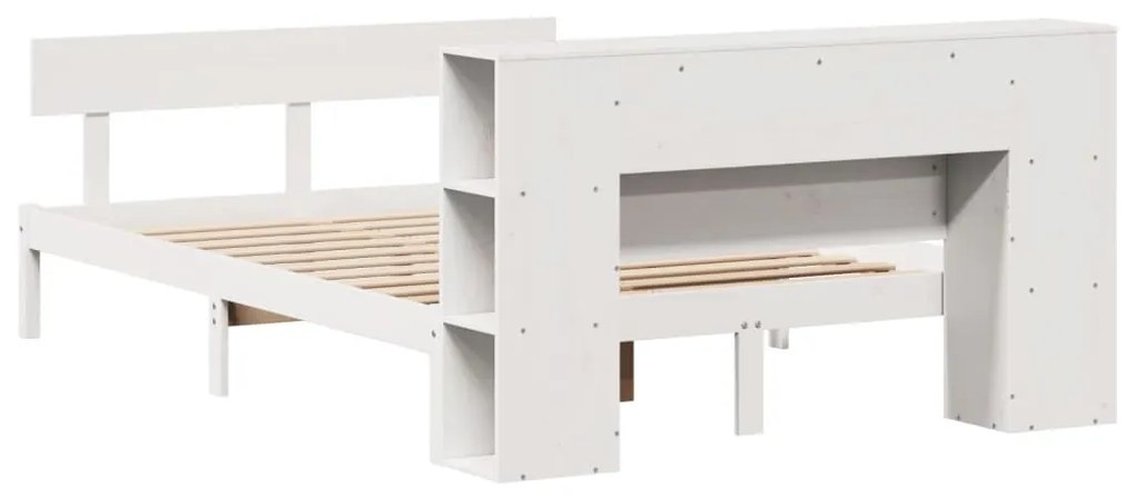 Cama com estante sem colchão 120x190 cm pinho maciço branco