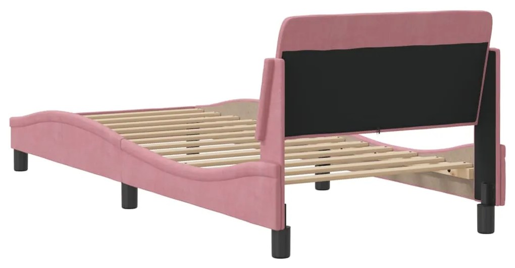 Estrutura cama c/ cabeceira sem colchão 90x190 cm veludo rosa