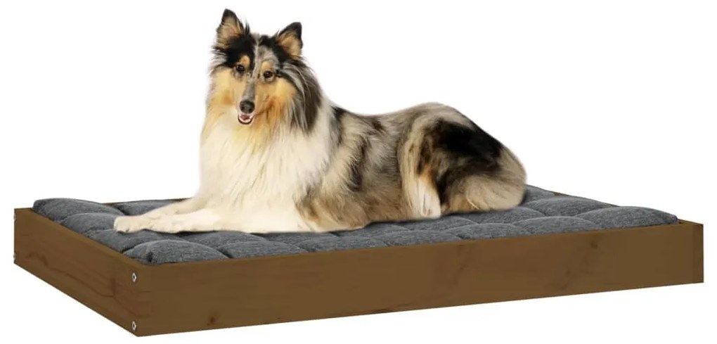 Cama para cães 91,5x64x9 cm pinho maciço castanho mel