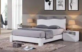 Cama IRIS II - Madeira ou Lacado, Com estrado Metalico