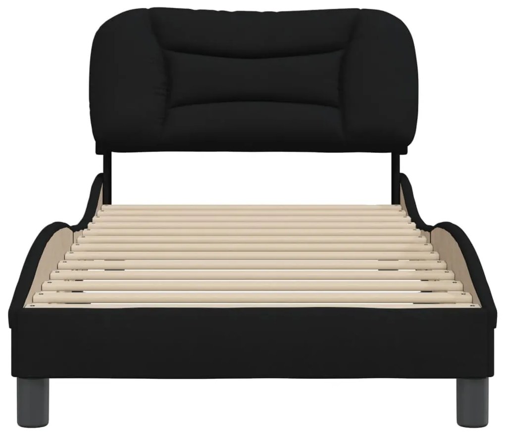 Estrutura de cama sem colchão 80x200 cm tecido preto