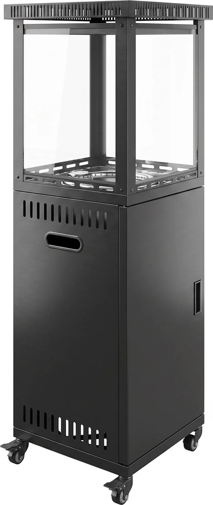 Outsunny Aquecedor a Gás para Terraço 13 kW, Portátil a Propano, Regulação Contínua, Sistema Antiqueda, 4 Rodas, Preto | Aosom Portugal
