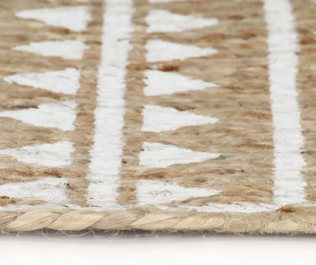Tapete artesanal em juta com impressão a branco 150 cm