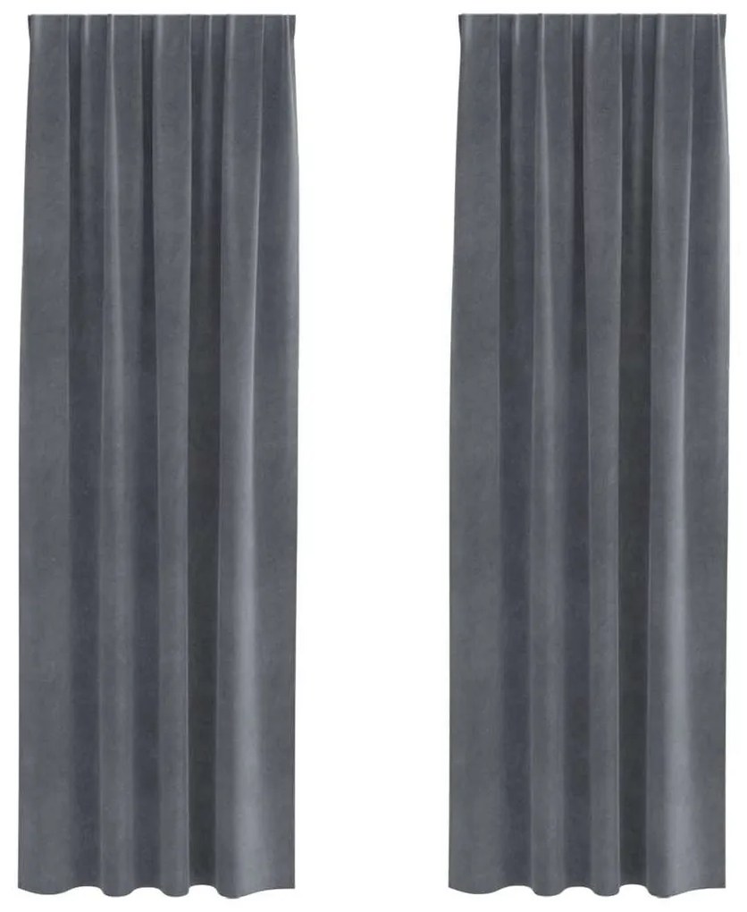 Cortinas Blackout vidaXL com fita superior 2 pcs Veludo Cinza Claro