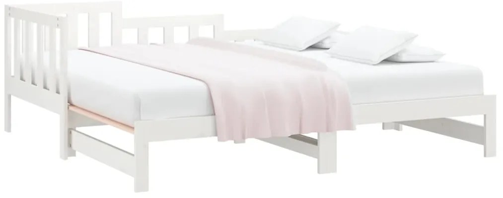Estrutura sofá-cama de puxar 2x(90x190) cm pinho maciço branco