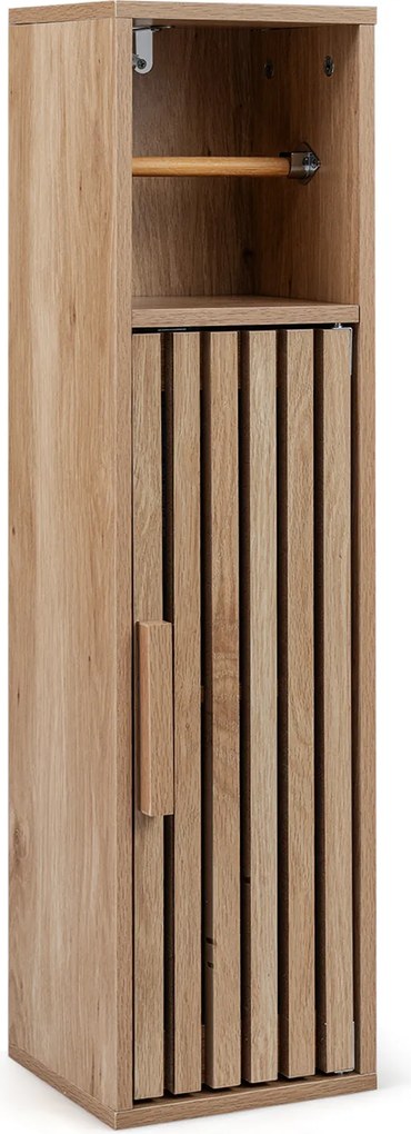 Armário de Banho, 20 x 19 x 78 cm, Suporte para Papel Higiénico, Natural