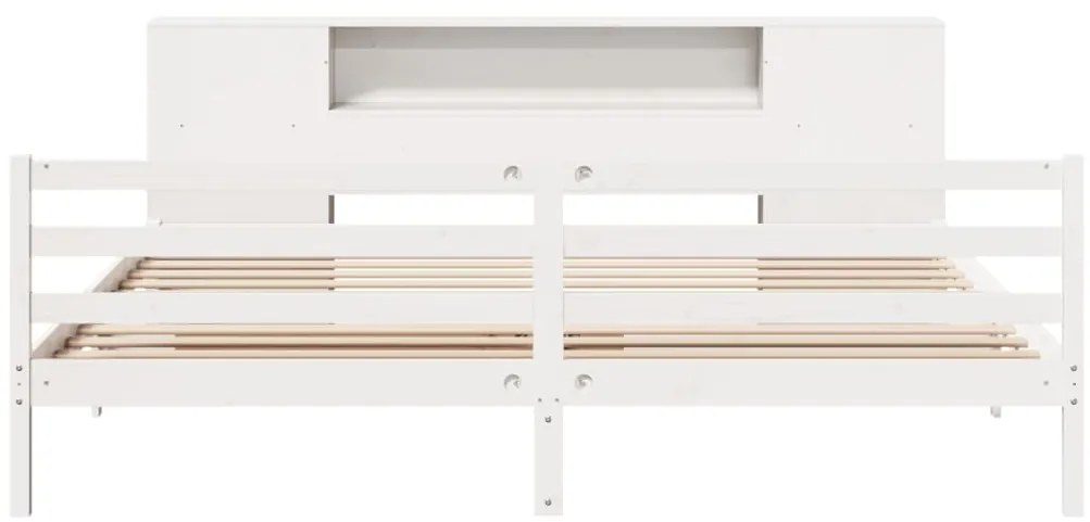 Cama com estante sem colchão 200x200 cm pinho maciço branco