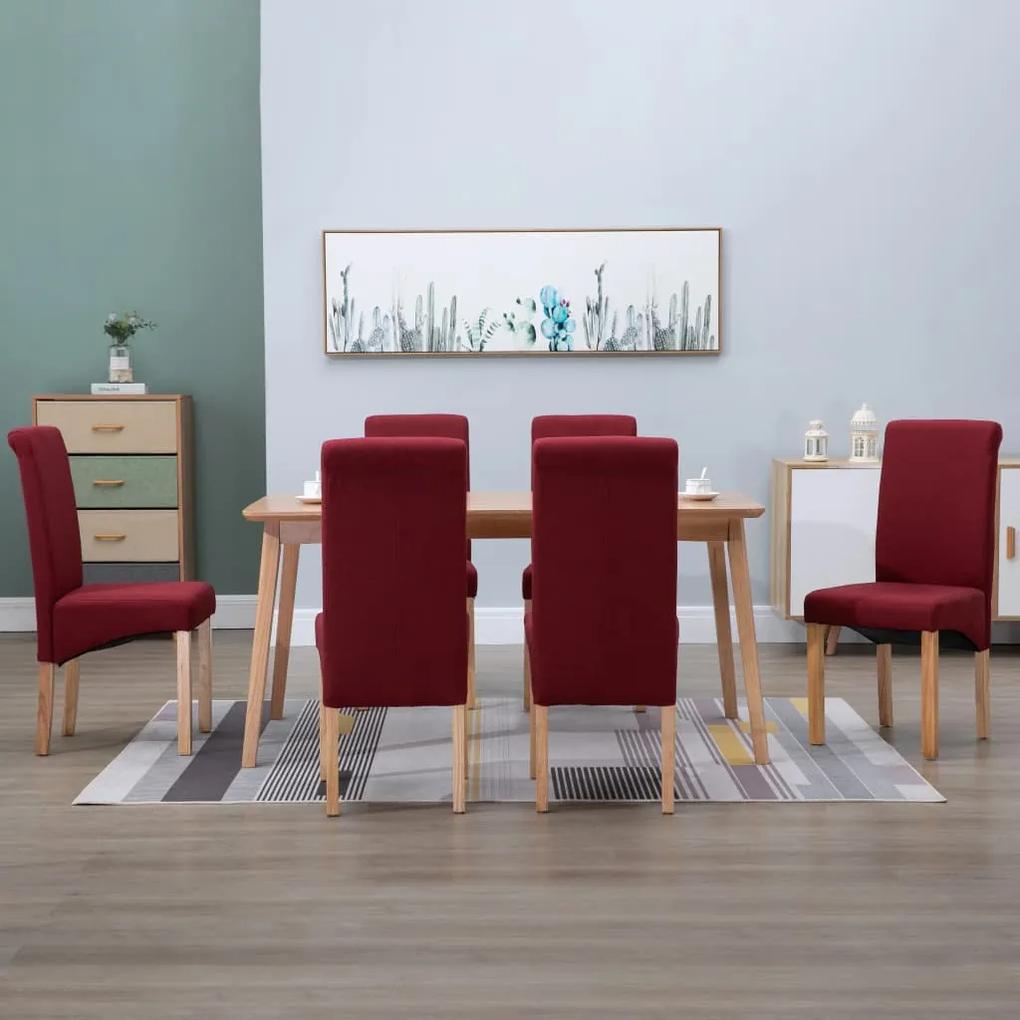276900 vidaXL Cadeiras de jantar 6 pcs tecido vermelho