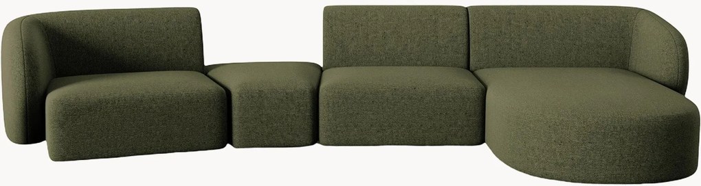 Sofá de canto modular em chenille Paolo (5 lugares)